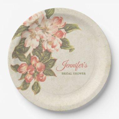 Vintage Apple Blossom Bridal Shower Paper Plates