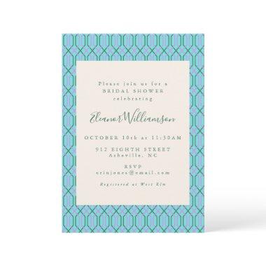 Vintage Aqua Blue Lines Pattern Bridal Shower Invitations