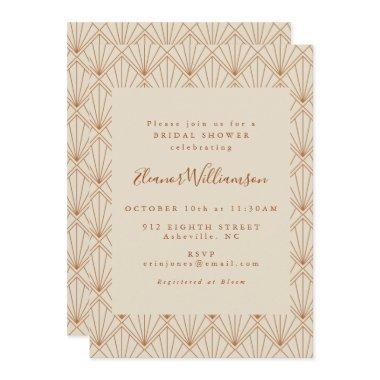 Vintage Art Deco Art Burnt Orange Bridal Shower Invitations