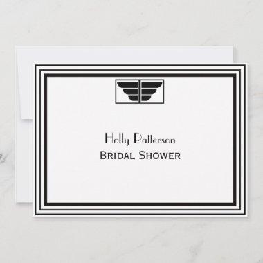 Vintage Art Deco Blk Wht Frame #2 H Bridal Shower Invitations