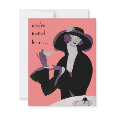 Vintage Art Deco Bridal Shower Party Invitations