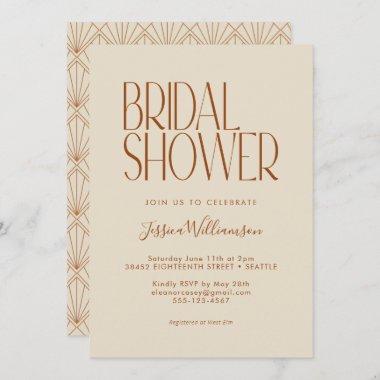 Vintage Art Deco Terracotta Rust Bridal Shower Invitations