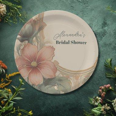 Vintage Art Nouveau Floral  Paper Plates