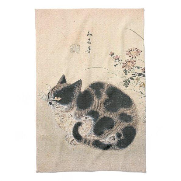 Vintage Asian Cat Kitchen Towel
