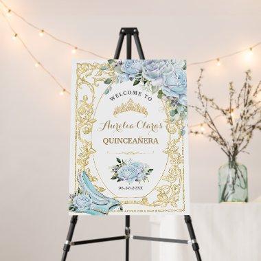 Vintage Baby Blue Roses Cinderella Quinceanera Foam Board