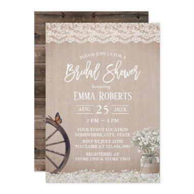 Vintage Baby's Breath Flower Jar Bridal Shower Invitations