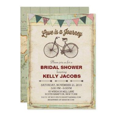 Vintage Bicycle Travel Bridal Shower Invitations