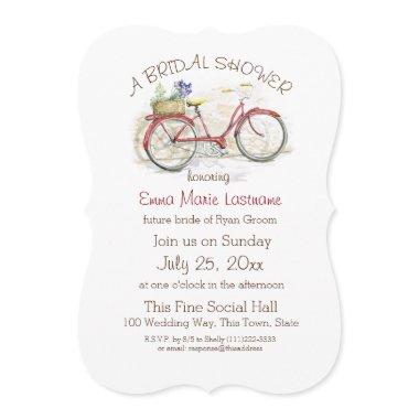 Vintage Bicycle with Flower Basket Bridal Shower Invitations