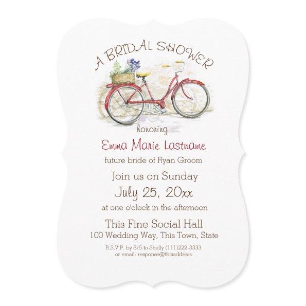 Vintage Bicycle with Flower Basket Bridal Shower Invitations