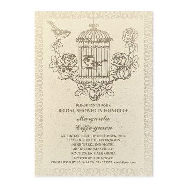 vintage bird cage bridal shower invitations