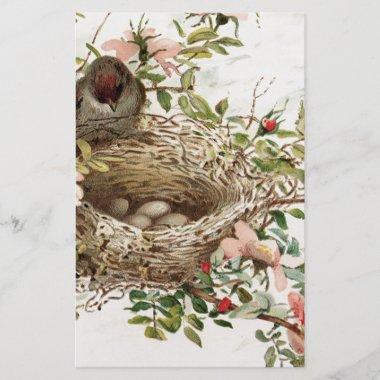 Vintage Bird in Nest Animal Print