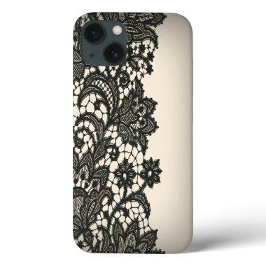 Vintage black Lace beige Paris fashion iPhone 13 Case