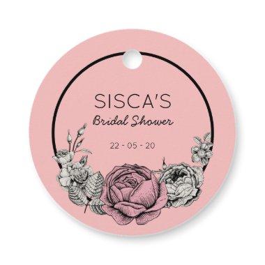 Vintage Black Pink Bridal Shower Favor Tags