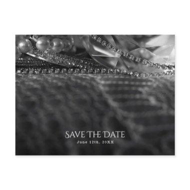 Vintage Black & White Elegant Pearls Save the Date Announcement Post