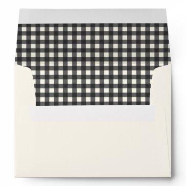 Vintage Black White Gingham Plaid  Envelope