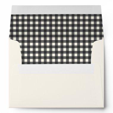 Vintage Black White Gingham Plaid Bridal Shower Envelope