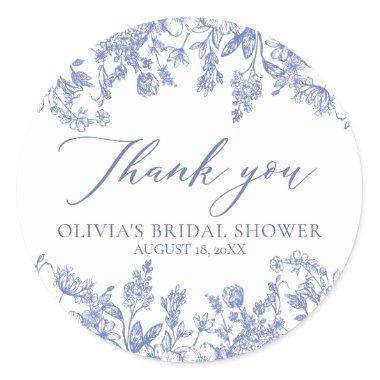 Vintage Blue Bridal Shower Thank You Stickers