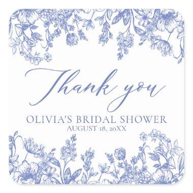 Vintage Blue  Thank You Stickers