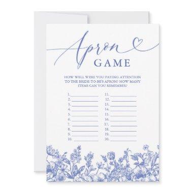 Vintage Blue Floral Apron Bridal Shower Game Invitations