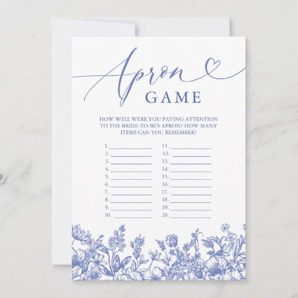 Vintage Blue Floral Apron Bridal Shower Game Invitations