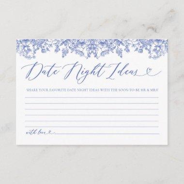 Vintage Blue Floral Bridal Date Night Ideas Invitations