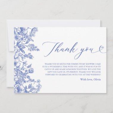 Vintage Blue Floral Bridal Shower Thank You Invitations