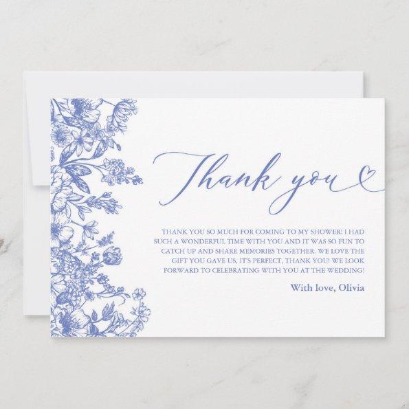 Vintage Blue Floral Bridal Shower Thank You Invitations