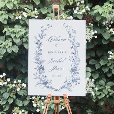 Vintage Blue Floral Bridal Shower Welcome Sign