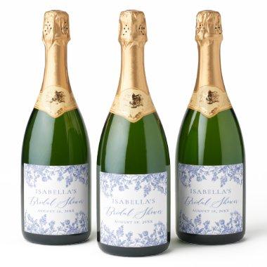 Vintage Blue Floral  Wine Label
