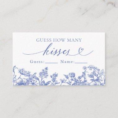 Vintage Blue Floral Guess How Many Kisses Game Enclosure Invitations