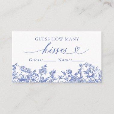 Vintage Blue Floral Guess How Many Kisses Game Place Invitations