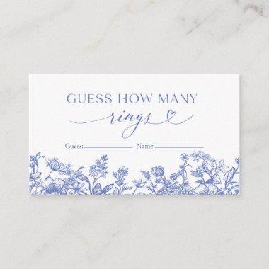 Vintage Blue Floral Guess How Many Rings Game Invitations