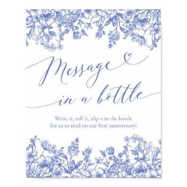 Vintage Blue Floral Message In A Bottle Sign Game