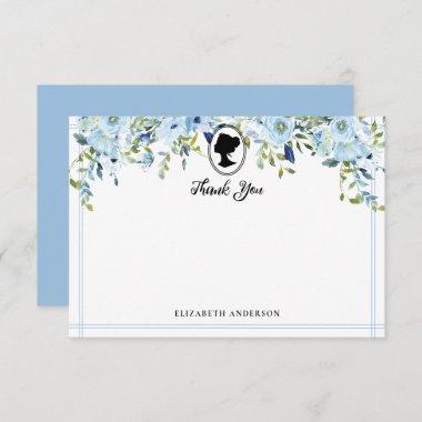 Vintage Blue Florals Bridgerton Bridal Shower Thank You Invitations