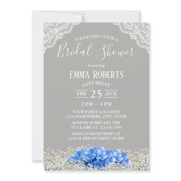 Vintage Blue Hydrangea Baby's Breath