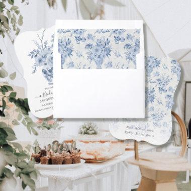 Vintage Blue n White Floral Elegant Bridal Shower Envelope Liner
