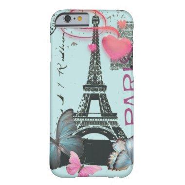 vintage blue Paris EffielTower Butterfly iPhone 6 Barely There iPhone 6 Case