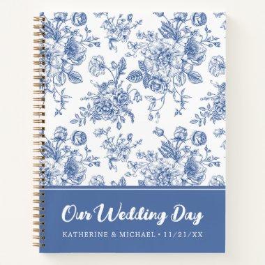 Vintage Blue Rose Floral | Our Wedding Day Notebook