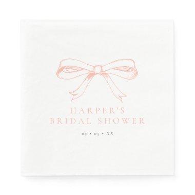 Vintage Blush Bow Bridal Shower Napkins