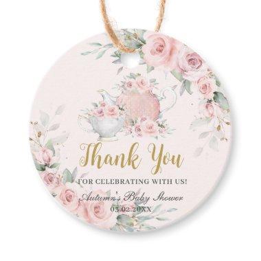 Vintage Blush Floral High Tea Baby  Favor Tags