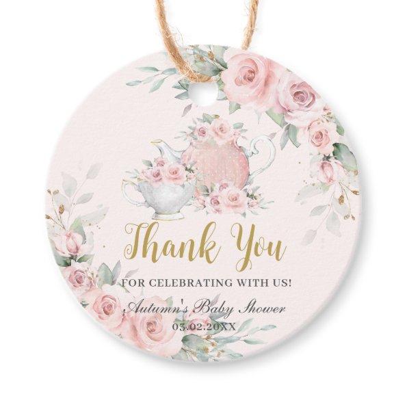 Vintage Blush Floral High Tea Baby  Favor Tags