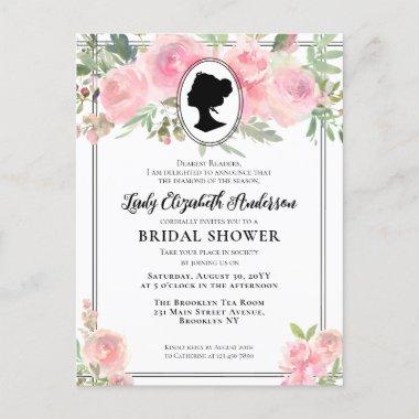 Vintage Blush Pink Floral Bridgerton Bridal Shower PostInvitations