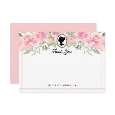 Vintage Blush Pink Floral Regency Bridal Shower Thank You Invitations