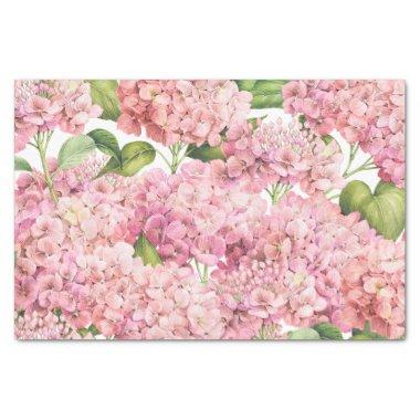 Vintage Blush Pink Hydrangea Floral Pattern Tissue Paper