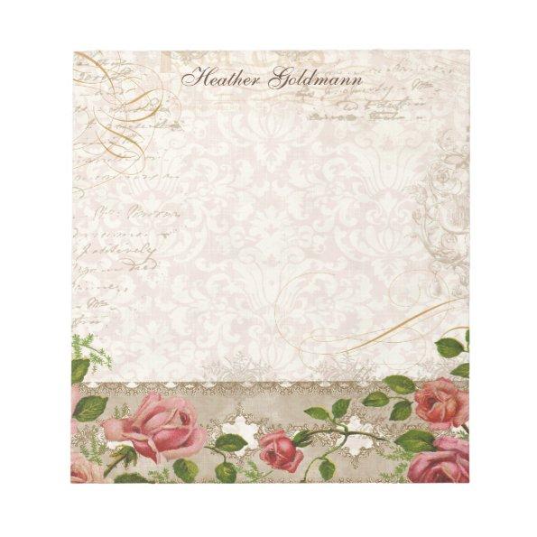 Vintage Blush Pink Rose Trellis Elegant Victorian Notepad