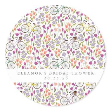 Vintage Boho Bicycle Floral Custom  Classic Round Sticker
