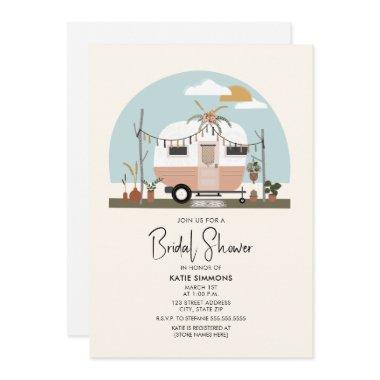 Vintage Boho Camper Bridal Shower Invitations