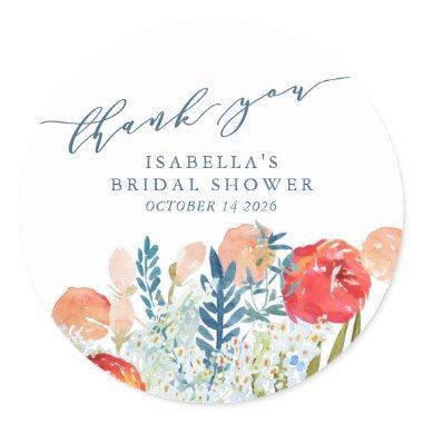 Vintage Boho Garden Custom Bridal Shower Thank You Classic Round Sticker