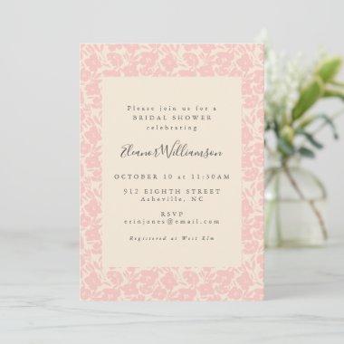 Vintage Boho Pink Floral Elegant Bridal Shower Invitations