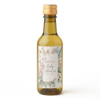 Vintage Botanical Baby Shower Mini Wine Label